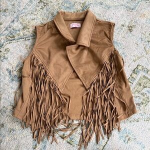 Pink Lily Tan Fringe Vest